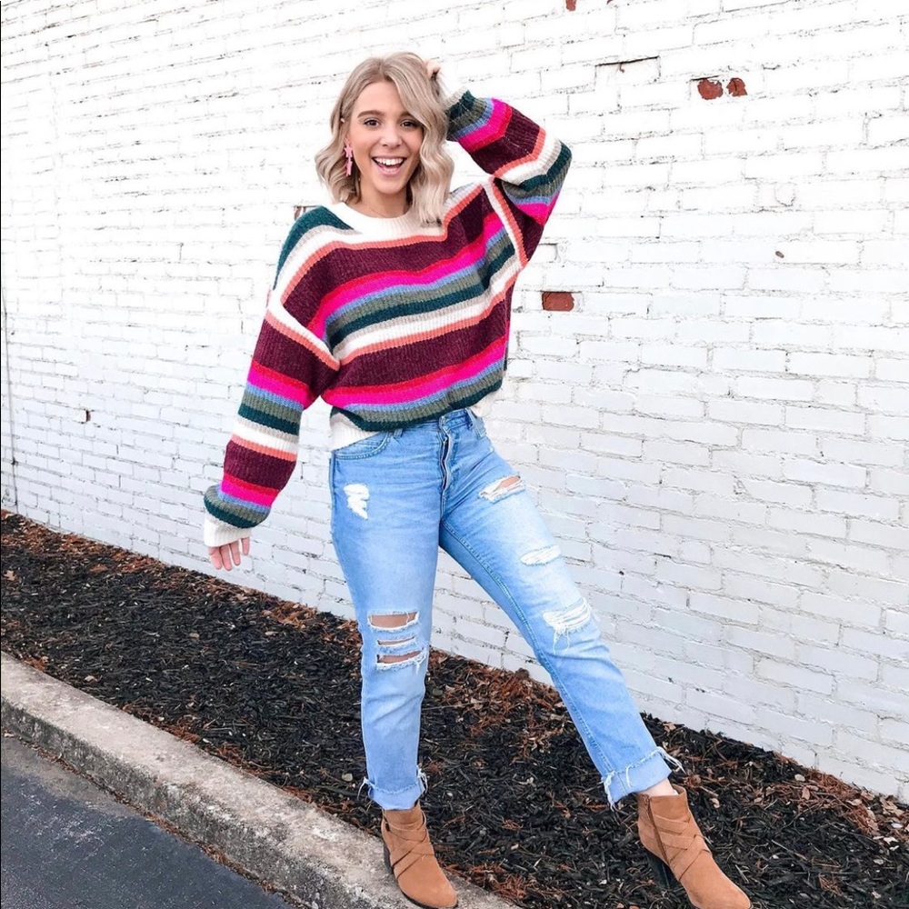 American Eagle striped crop sweater